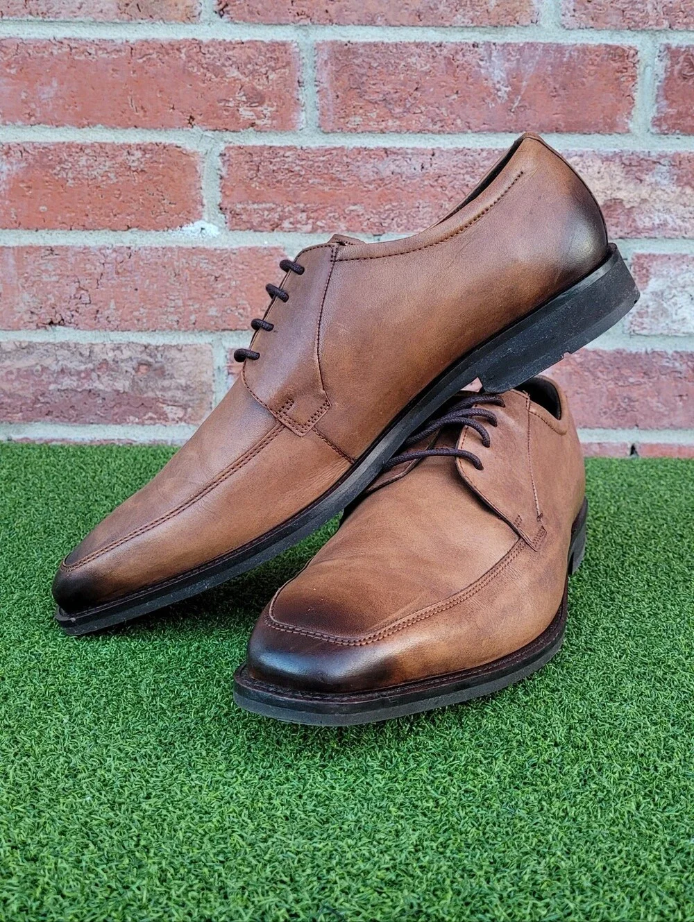 Mens ECCO Brown Leather Lace Up Dress Shoes - Euro 47 - US Size 13